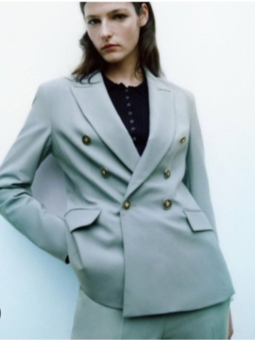 ZARA | Double Breasted Blazer Blue Sz S