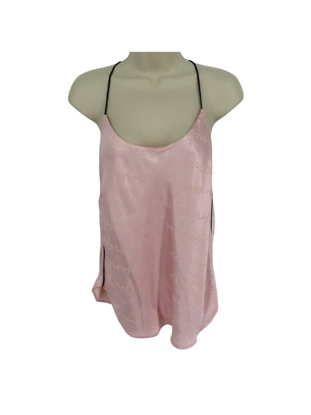 Victorias Secret Womens Large Pink Black Sleeveless Spaghetti Strap Tank Top