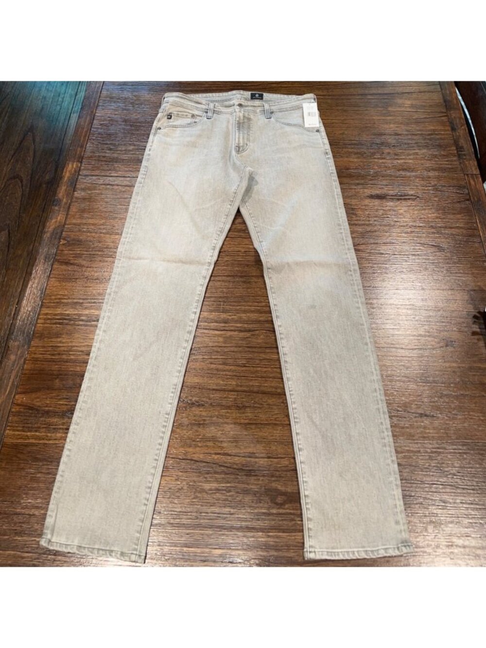 AG Tellis Slim Jean Mens 32x34 Light Gray Ruff Distressed Stretch Grunge Denim