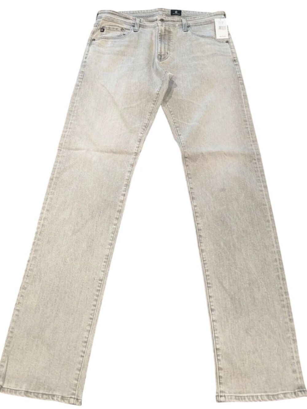 AG Tellis Slim Jean Mens 32x34 Light Gray Ruff Distressed Stretch Grunge Denim - Picture 1 of 12