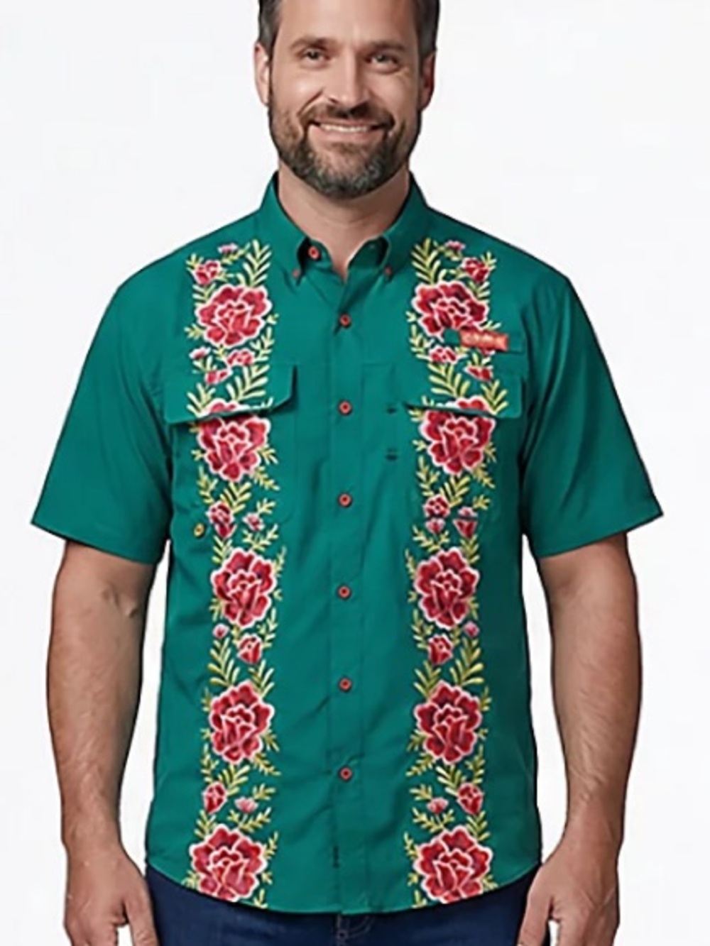 Magellan Outdoors Laguna Madre Flores Button Front Shirt