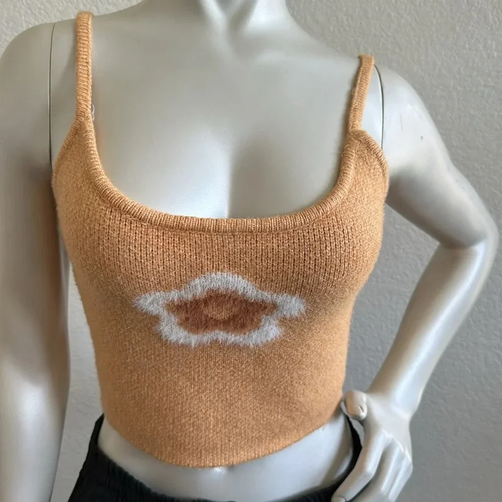 PacSun L.A. Hearts Knit Tan Flower Tank Size Small - Picture 3 of 5