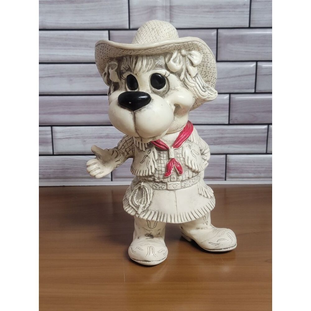 Vintage 1971 Creative Mfg. Inc. Dog Cowgirl Plastic Bank #A48