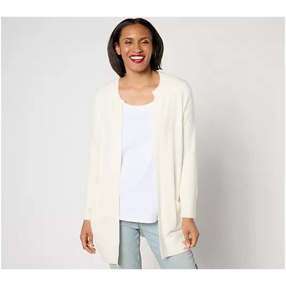 Barefoot Dreams CozyChic Lite Side Zip Cardigan Pearl, Small A635812