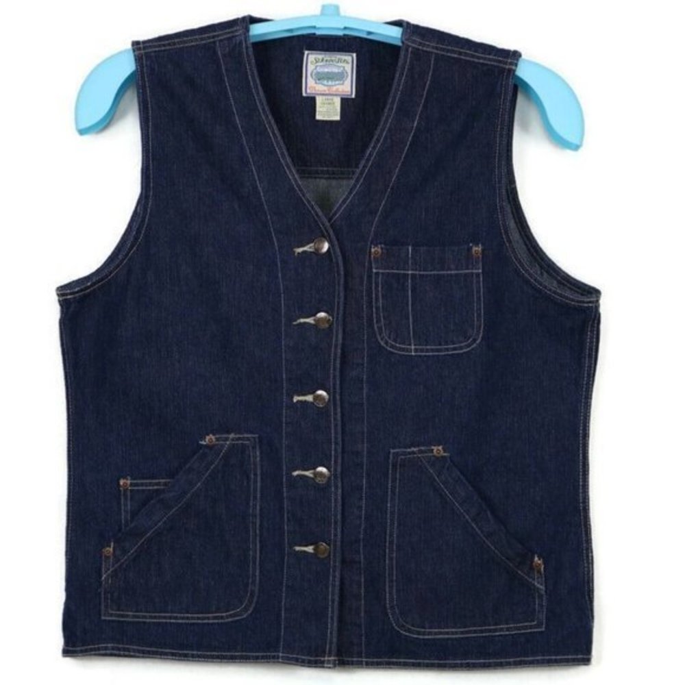 St. Johns Bay Denim Jean Jacket‎ Vest V-Neck L Large