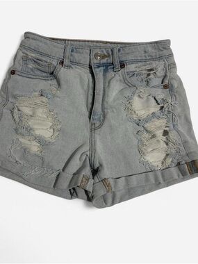 American Eagle Outfitters Light Blue Distressed Denim Shorts