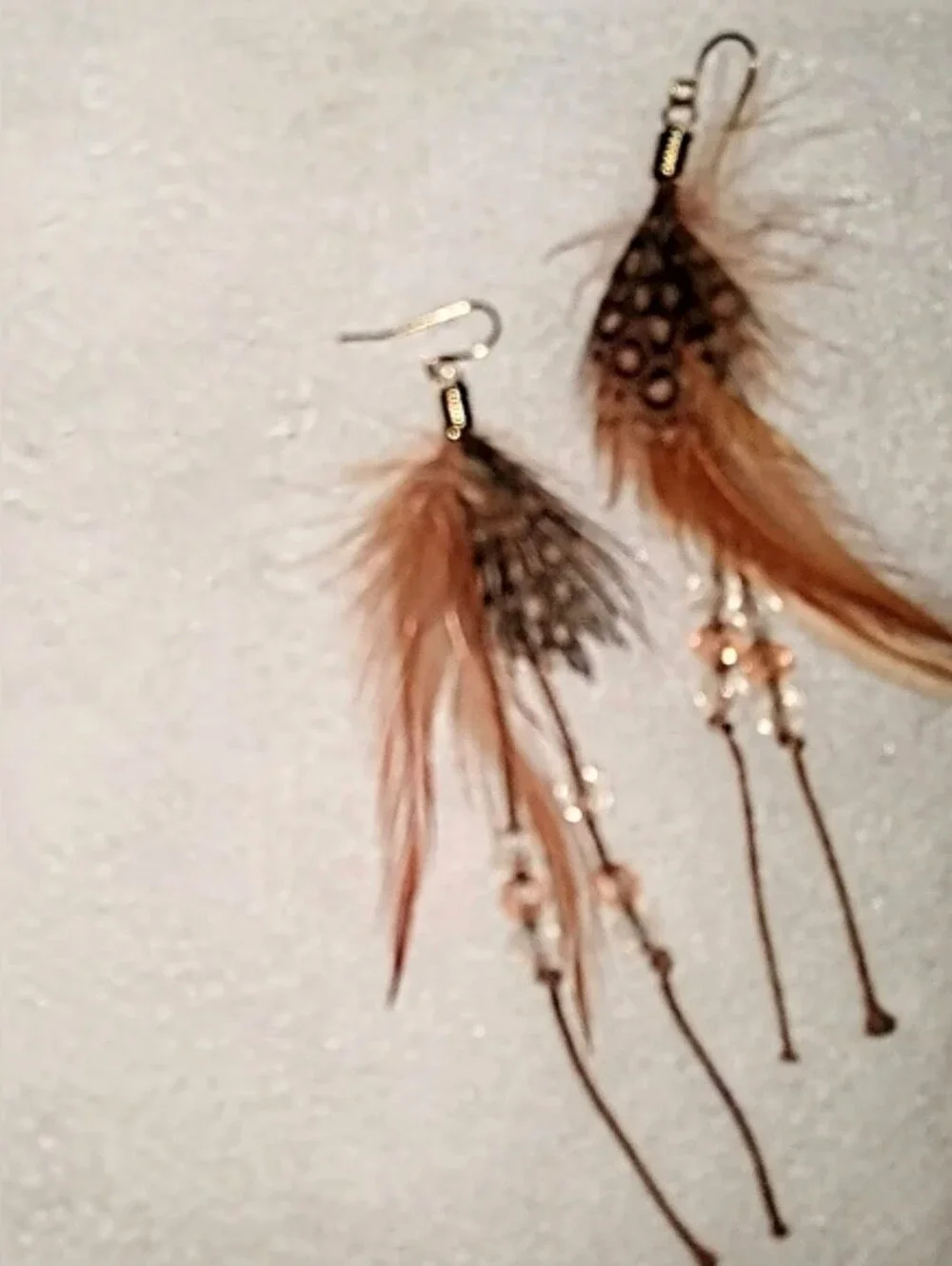 Feather & Bead Boho Pierced Earrings - Picture 6 of 10