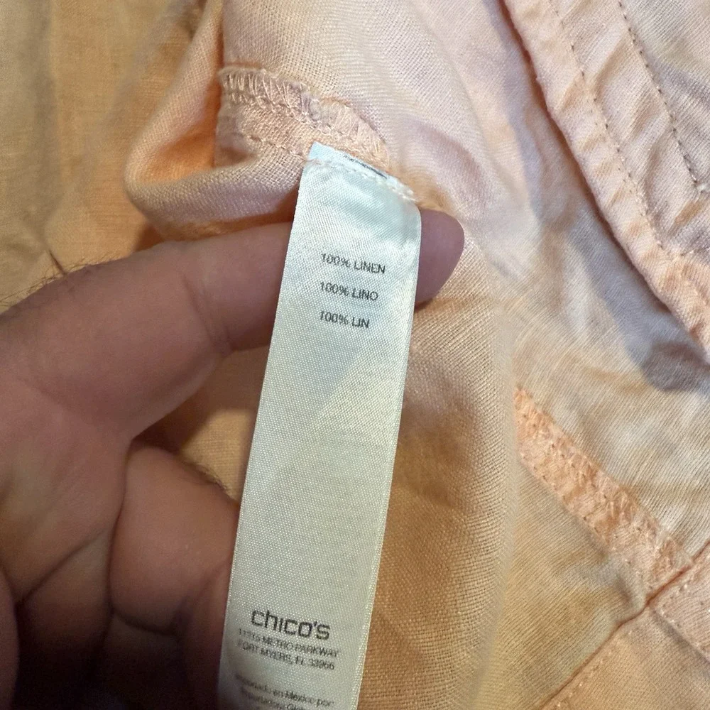 Chicos Jacket 100% Linen Open Moto Style Women's Size 2 - Picture 4 of 7