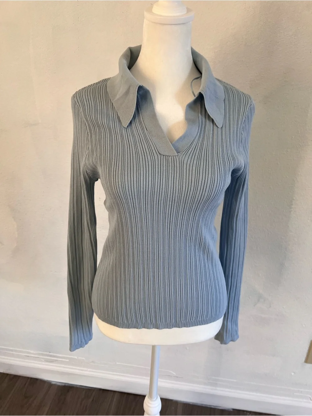Bailey 44 Light Blue Ribbed Knit Top - Picture 1 of 3