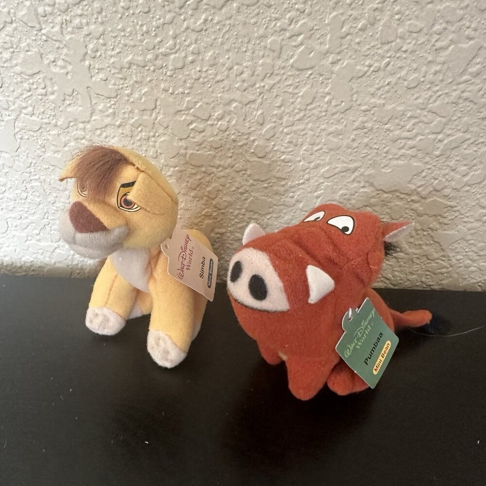 Vtg Walt Disney World Simba Pumbaa Mini Bean Bag Plush Kellogg’s Cereal Prize‎