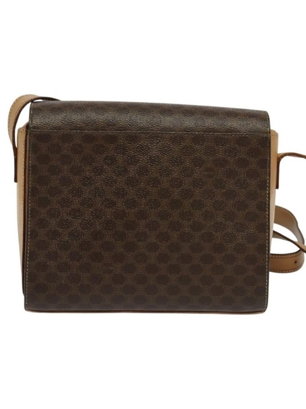 Authentic CELINE Macadam Canvas Circle Shoulder Bag PVC Leather Brown Gold - Picture 13 of 16