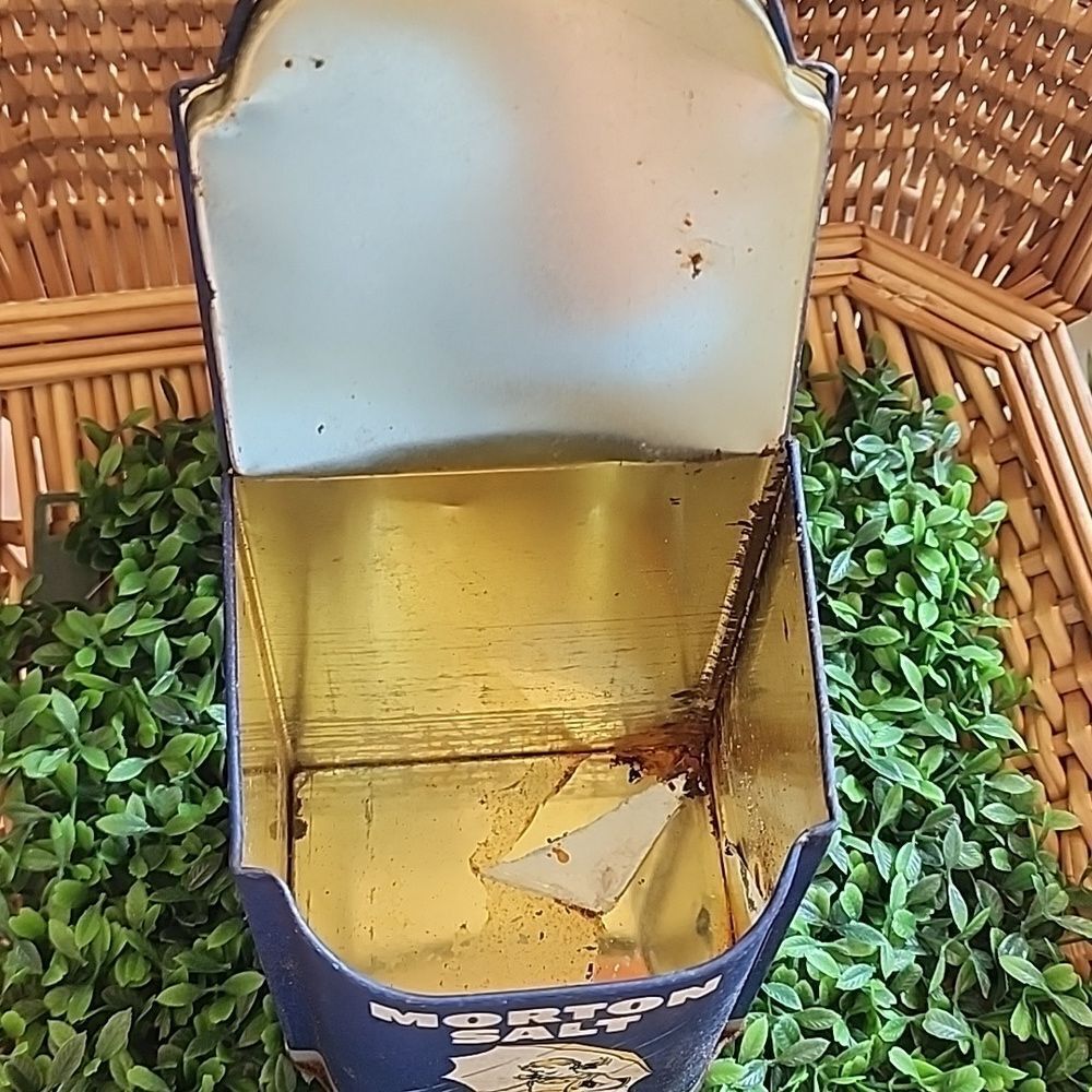 Vintage Hinged Lidded Morton Salt Rusty Container - Picture 10 of 10