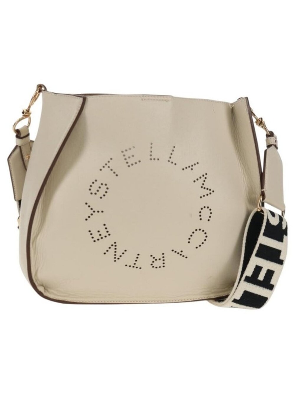 Authentic Stella MacCartney Shoulder Bag Leather Beige gold