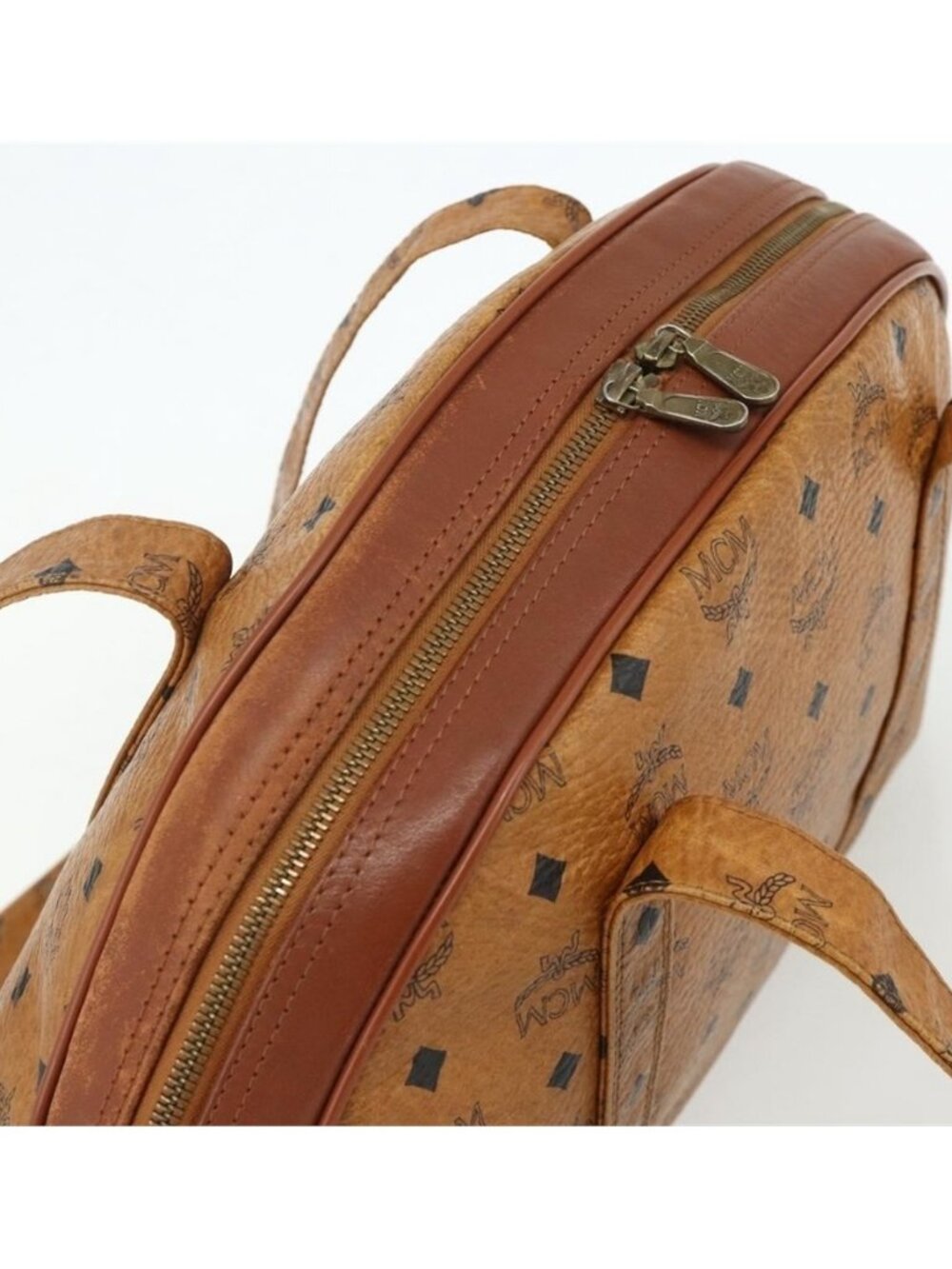Authentic MCM Vicetos Logogram Shoulder Bag PVC Leather Brown Gold - Picture 11 of 16