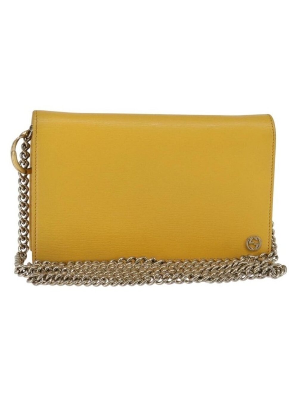 Authentic GUCCI Chain Shoulder Bag Leather Yellow 354697