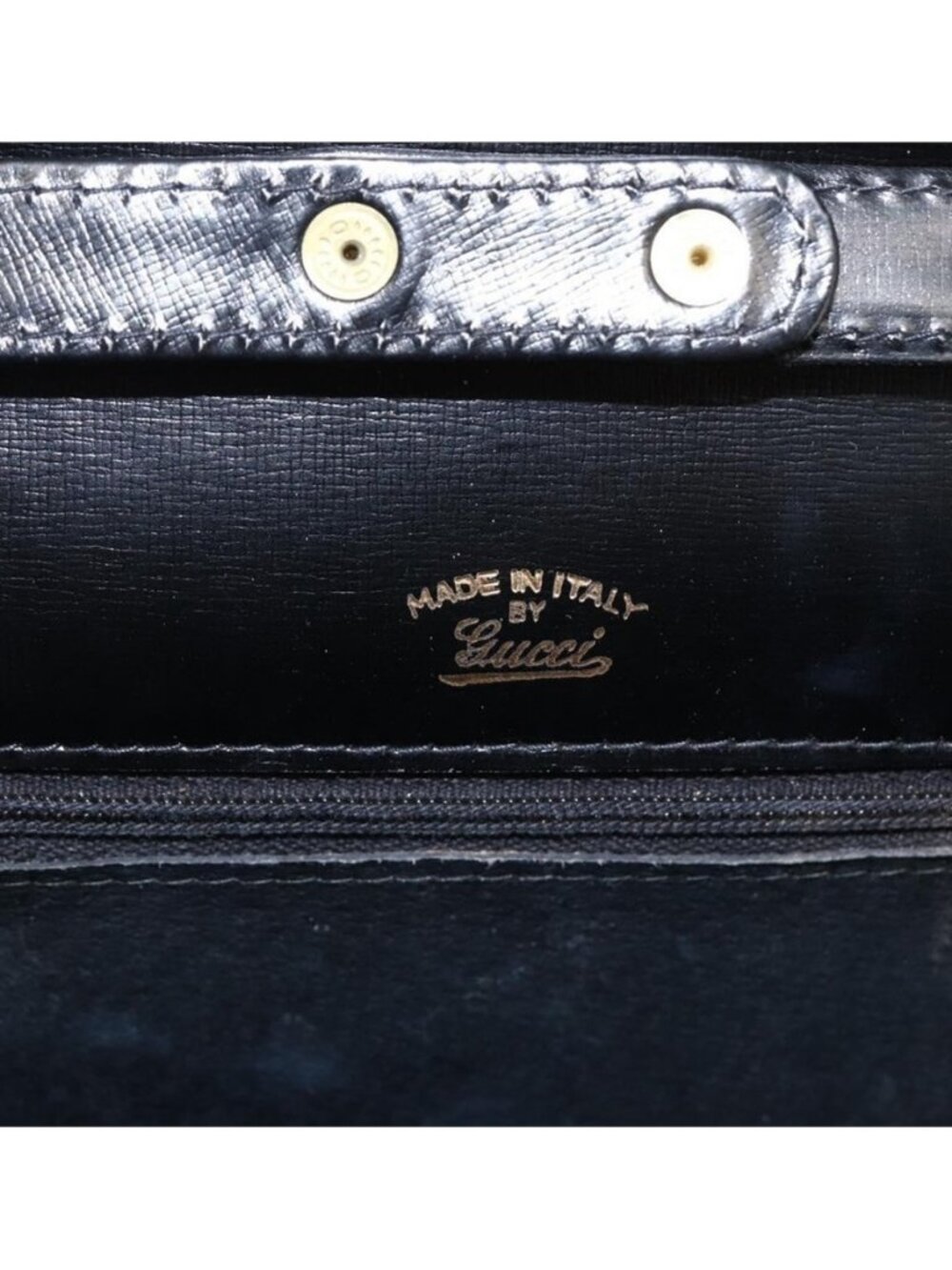 Authentic GUCCI Shoulder Bag Leather Black Gold - Picture 6 of 16