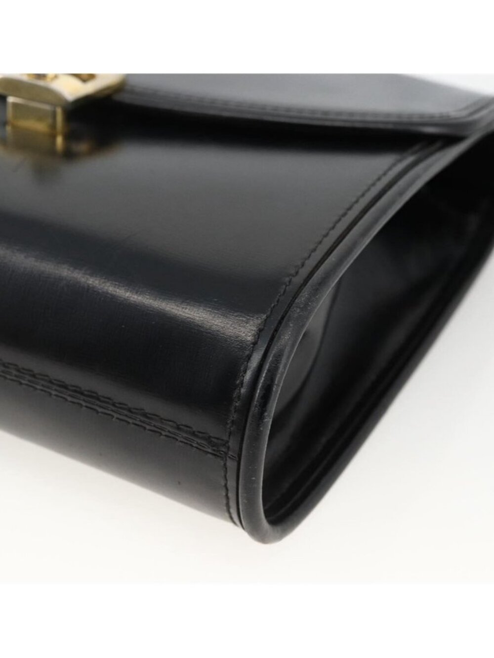 Authentic GUCCI Shoulder Bag Leather Black Gold - Picture 9 of 16