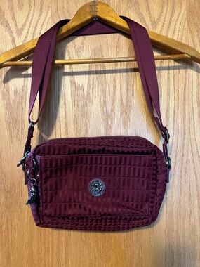 Kipling Deep Wine Quilted Crossbody Bag