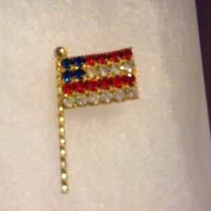 Rhinestone Flag Pin