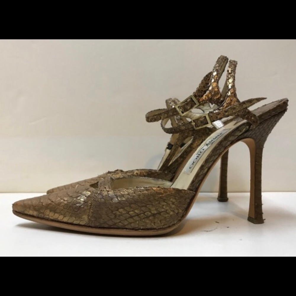 Jimmy Choo Gold tone snakeskin pumps - Picture 8 of 8
