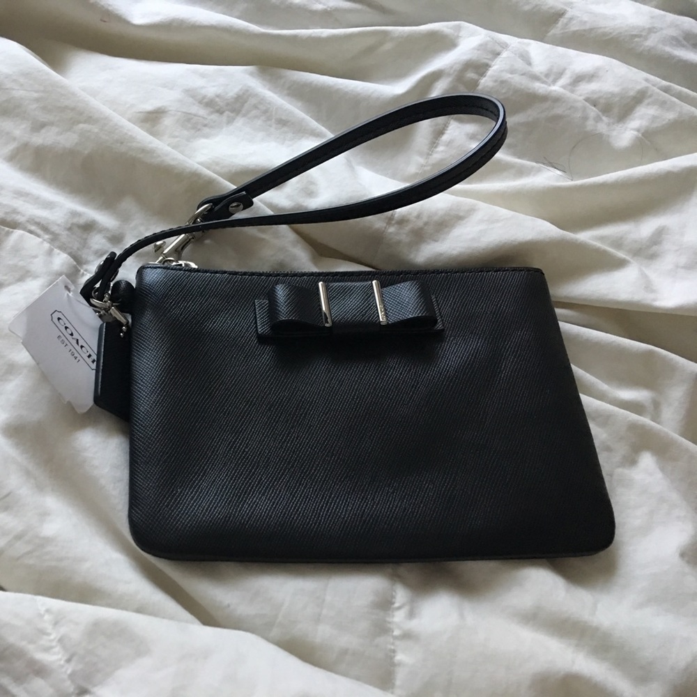 Black Coach Wristlet with Bow!