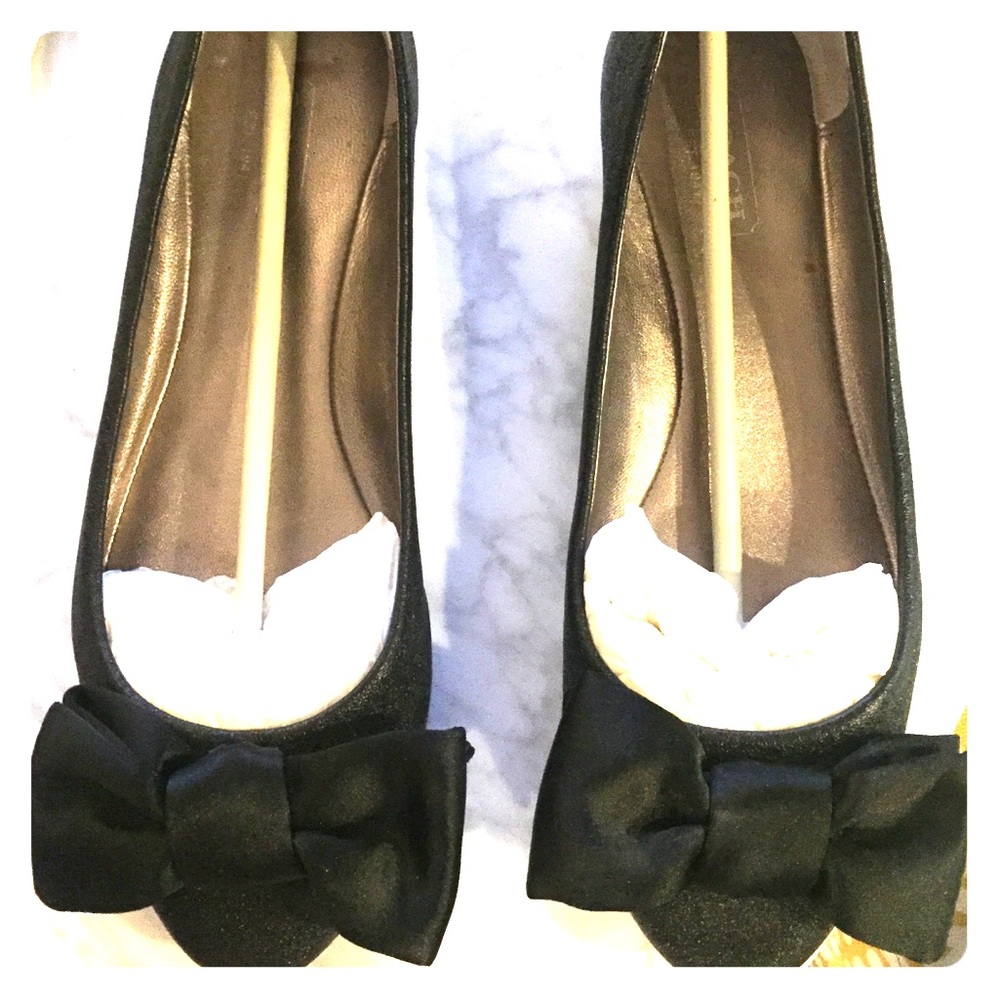Coach black bow ballet flat